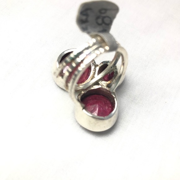 925 Silver Rhodochrosite Ring Natural Pink Round Gemstone Triple Band Sz 7 - Picture 10 of 15
